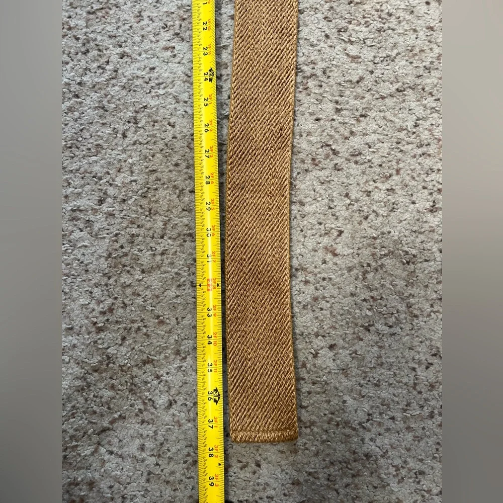 Women square RESIN BUCKLE STRAW stretch wide waist brown belt medium‎ boho l